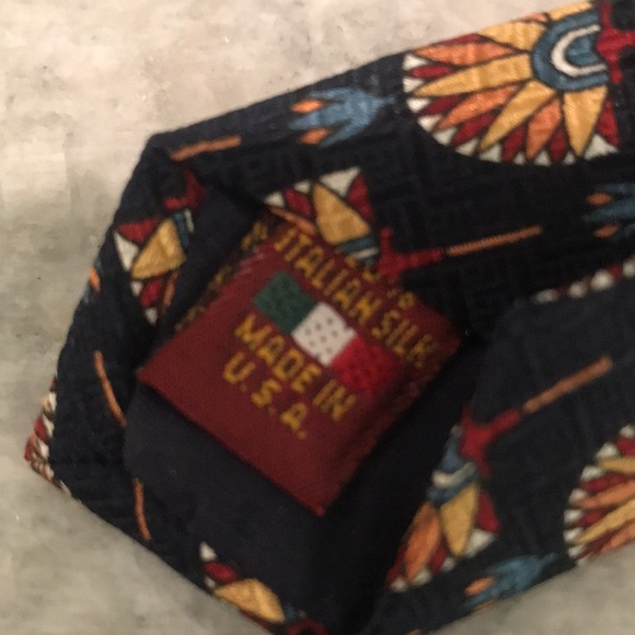 Vintage Hastings Traditions Silk Tie Mens Art Deco Blue Gold Made in USA Classic - Picture 4 of 6